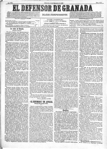 'El Defensor de Granada  : diario político independiente' - Año VIII Número 2712  - 1887 Diciembre 14