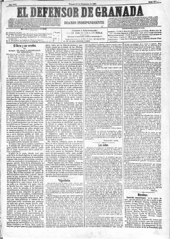 'El Defensor de Granada  : diario político independiente' - Año VIII Número 2726  - 1887 Diciembre 30