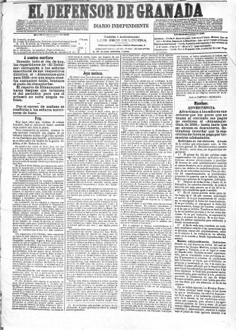 'El Defensor de Granada  : diario político independiente' - Año VIII Número 2727  - 1887 Diciembre 31