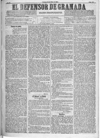 'El Defensor de Granada  : diario político independiente' - Año IX Número 2806  - 1888 Marzo 25