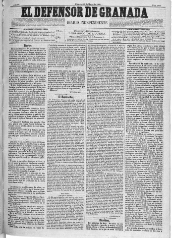 'El Defensor de Granada  : diario político independiente' - Año IX Número 2809  - 1888 Marzo 28
