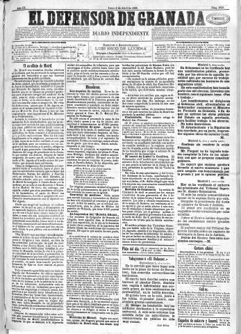 'El Defensor de Granada  : diario político independiente' - Año IX Número 2813  - 1888 Abril 02