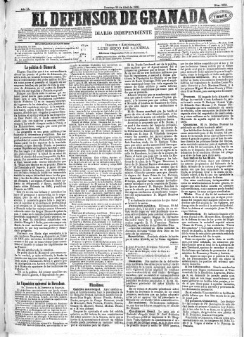 'El Defensor de Granada  : diario político independiente' - Año IX Número 2833  - 1888 Abril 22