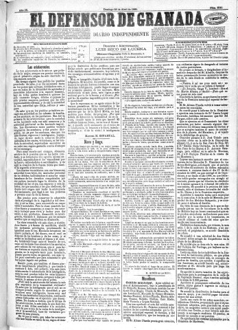 'El Defensor de Granada  : diario político independiente' - Año IX Número 2840  - 1888 Abril 29