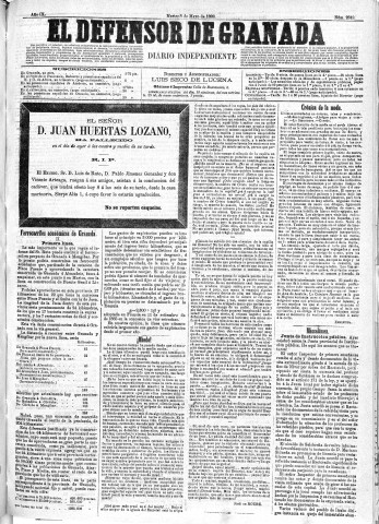 'El Defensor de Granada  : diario político independiente' - Año IX Número 2849  - 1888 Mayo 08
