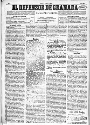 'El Defensor de Granada  : diario político independiente' - Año IX Número 2852  - 1888 Mayo 11