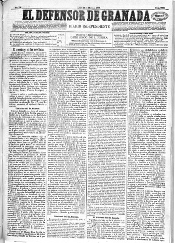 'El Defensor de Granada  : diario político independiente' - Año IX Número 2855  - 1888 Mayo 14