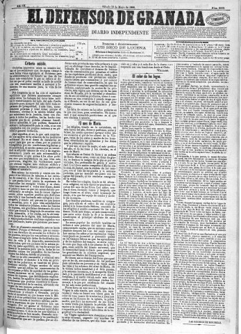 'El Defensor de Granada  : diario político independiente' - Año IX Número 2860  - 1888 Mayo 19