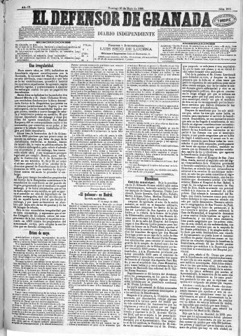 'El Defensor de Granada  : diario político independiente' - Año IX Número 2861  - 1888 Mayo 20