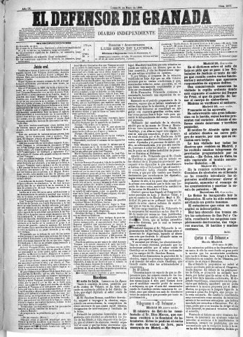 'El Defensor de Granada  : diario político independiente' - Año IX Número 2862  - 1888 Mayo 21