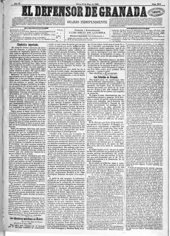 'El Defensor de Granada  : diario político independiente' - Año IX Número 2864  - 1888 Mayo 22