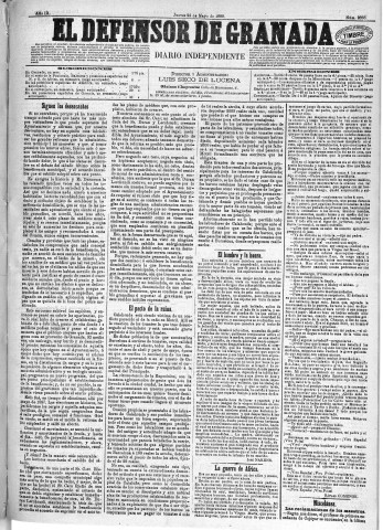 'El Defensor de Granada  : diario político independiente' - Año IX Número 2866  - 1888 Mayo 24