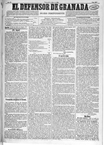 'El Defensor de Granada  : diario político independiente' - Año IX Número 2867  - 1888 Mayo 25