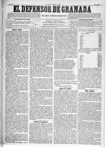 'El Defensor de Granada  : diario político independiente' - Año IX Número 2868  - 1888 Mayo 26