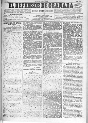 'El Defensor de Granada  : diario político independiente' - Año IX Número 2869  - 1888 Mayo 27