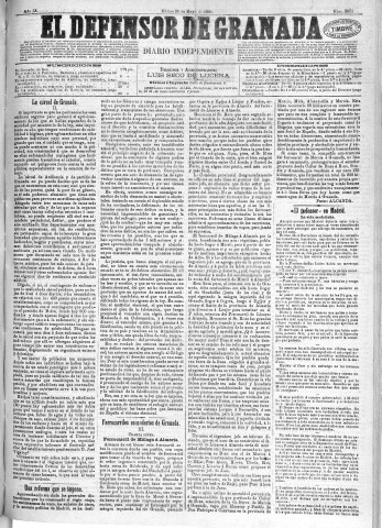'El Defensor de Granada  : diario político independiente' - Año IX Número 2871  - 1888 Mayo 29