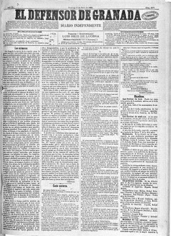 'El Defensor de Granada  : diario político independiente' - Año IX Número 2875  - 1888 Junio 03