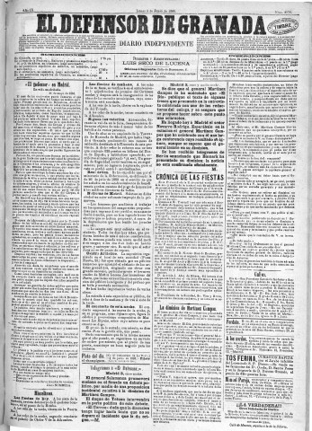'El Defensor de Granada  : diario político independiente' - Año IX Número 2876  - 1888 Junio 04