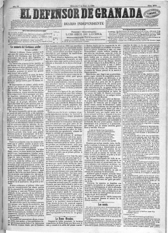 'El Defensor de Granada  : diario político independiente' - Año IX Número 2878  - 1888 Junio 06