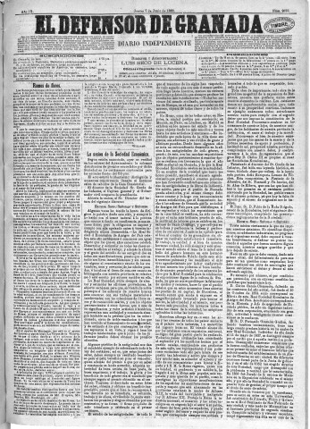 'El Defensor de Granada  : diario político independiente' - Año IX Número 2879  - 1888 Junio 07