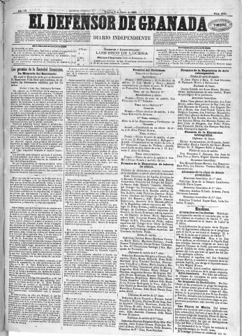 'El Defensor de Granada  : diario político independiente' - Año IX Número 2880  - 1888 Junio 08