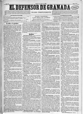 'El Defensor de Granada  : diario político independiente' - Año IX Número 2881  - 1888 Junio 09