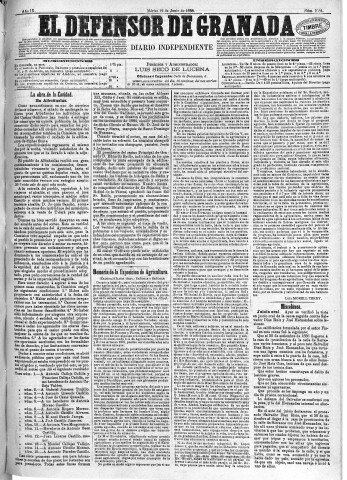 'El Defensor de Granada  : diario político independiente' - Año IX Número 2884  - 1888 Junio 12