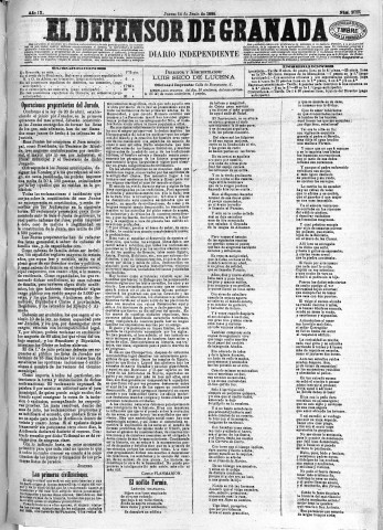 'El Defensor de Granada  : diario político independiente' - Año IX Número 2886  - 1888 Junio 14