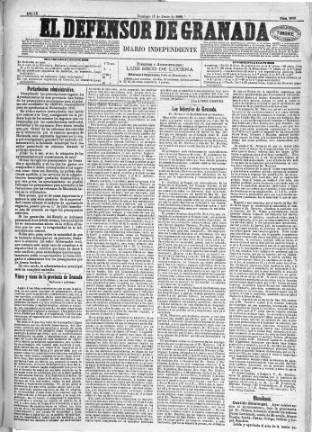 'El Defensor de Granada  : diario político independiente' - Año IX Número 2889  - 1888 Junio 17