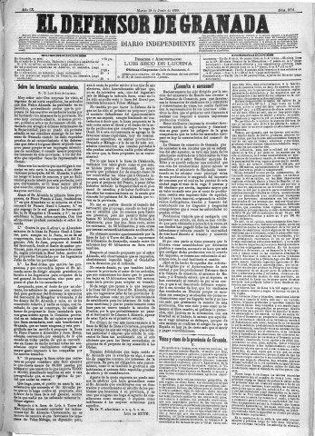 'El Defensor de Granada  : diario político independiente' - Año IX Número 2891  - 1888 Junio 19