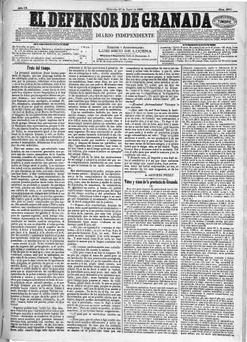'El Defensor de Granada  : diario político independiente' - Año IX Número 2892  - 1888 Junio 20