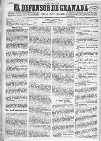 'El Defensor de Granada  : diario político independiente' - Año IX Número 2894  - 1888 Junio 22