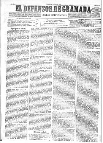 'El Defensor de Granada  : diario político independiente' - Año IX Número 2917  - 1888 Julio 15