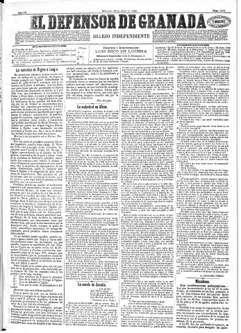 'El Defensor de Granada  : diario político independiente' - Año IX Número 2920  - 1888 Julio 18