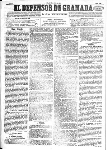 'El Defensor de Granada  : diario político independiente' - Año IX Número 2923  - 1888 Julio 21