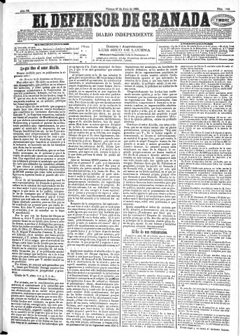 'El Defensor de Granada  : diario político independiente' - Año IX Número 2929  - 1888 Julio 27