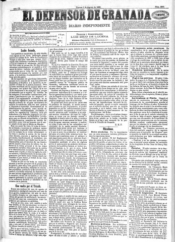 'El Defensor de Granada  : diario político independiente' - Año IX Número 2935  - 1888 Agosto 03