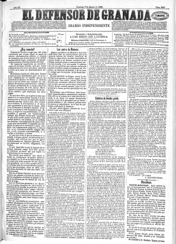 'El Defensor de Granada  : diario político independiente' - Año IX Número 2938  - 1888 Agosto 05