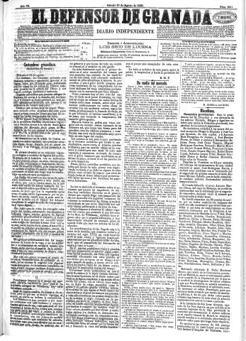 'El Defensor de Granada  : diario político independiente' - Año IX Número 2951  - 1888 Agosto 18