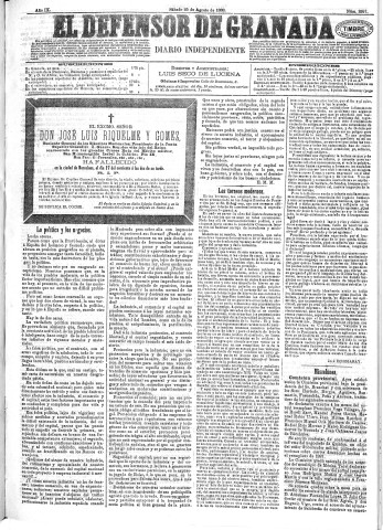 'El Defensor de Granada  : diario político independiente' - Año IX Número 2957  - 1888 Agosto 24