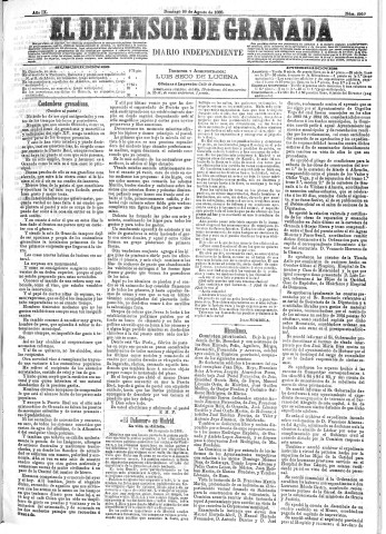 'El Defensor de Granada  : diario político independiente' - Año IX Número 2959  - 1888 Agosto 26