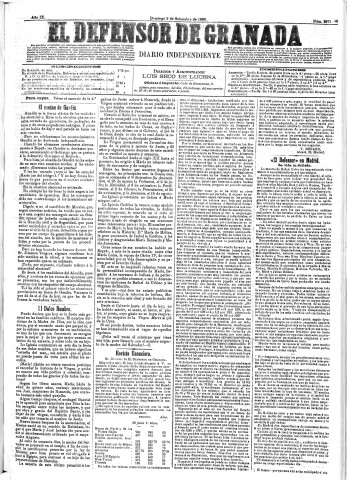 'El Defensor de Granada  : diario político independiente' - Año IX Número 2973  - 1888 Septiembre 09