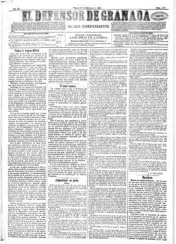'El Defensor de Granada  : diario político independiente' - Año IX Número 2985  - 1888 Septiembre 21