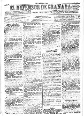 'El Defensor de Granada  : diario político independiente' - Año IX Número 2988  - 1888 Septiembre 24