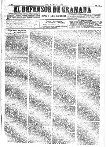 'El Defensor de Granada  : diario político independiente' - Año IX Número 2994  - 1888 Septiembre 30