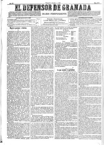 'El Defensor de Granada  : diario político independiente' - Año IX Número 2999  - 1888 Octubre 05