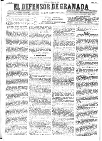'El Defensor de Granada  : diario político independiente' - Año IX Número 3013  - 1888 Octubre 18