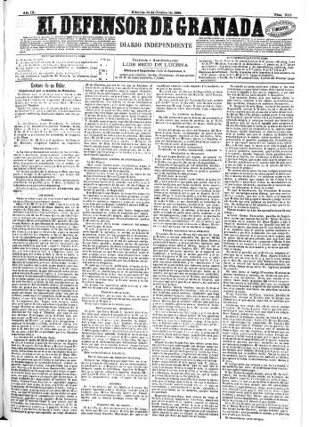 'El Defensor de Granada  : diario político independiente' - Año IX Número 3019  - 1888 Octubre 24