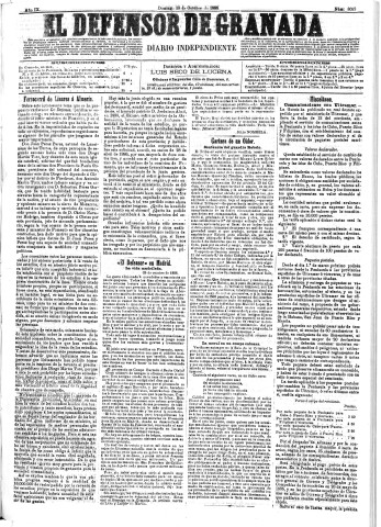 'El Defensor de Granada  : diario político independiente' - Año IX Número 3023  - 1888 Octubre 28