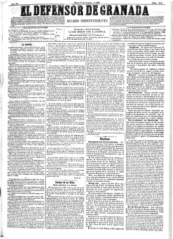 'El Defensor de Granada  : diario político independiente' - Año IX Número 3025  - 1888 Octubre 30